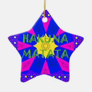 Amazing Hakuna Matata Pink & Purple Abstract Desig Ceramic Ornament