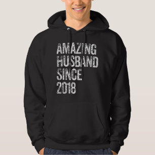 Amazing Husband Since 2018 4 Year Wedding Annivers Hoodie