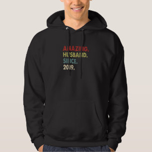 Amazing Husband Since 2019 3 Wedding Aniversary Hoodie