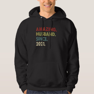 Amazing Husband Since 2021 1 Wedding Aniversary Hoodie