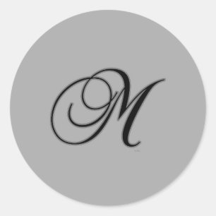 AMAZING INITIAL M MONOGRAM CLASSIC ROUND STICKER