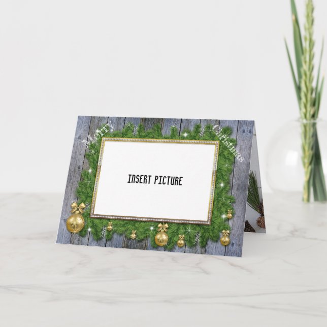Amazing Insert Picture Photo Frame Wooden Holiday Card (Front)
