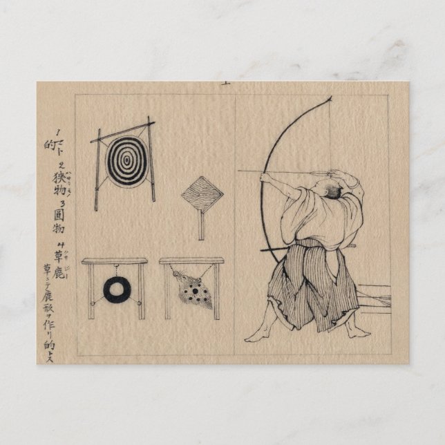 Amazing Japanese Archer Drawing circa 1878 Postcard (Front)