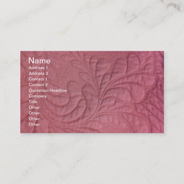 Amazing Machine Quilting , Name, Address 1, Add... Business Card (Front)