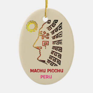 Amazing Machu Picchu Drawing Ceramic Ornament