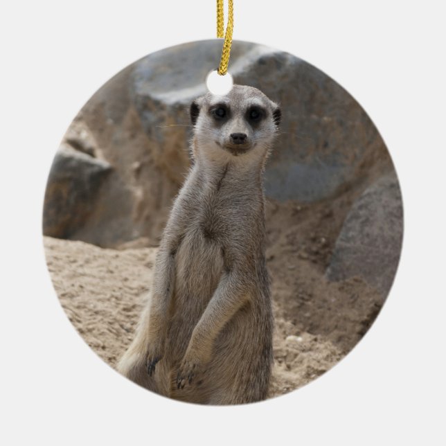 Amazing Meerkat Ceramic Ornament (Front)