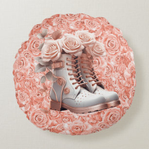 Amazing Message of Peace on Pink Rose Round Pillow