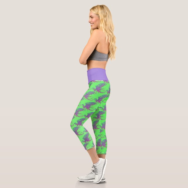 Amazing Mosaic Dragon Capri Leggings (Left)