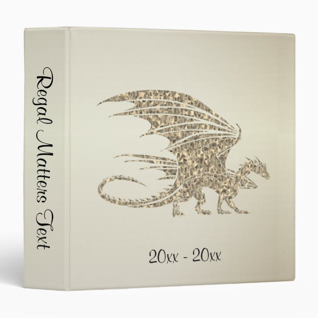 Amazing Mosaic Dragon Golden Custom Script Binder (Front/Spine)
