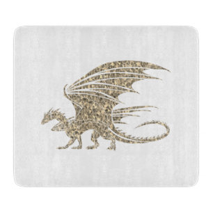 Amazing Mosaic Dragon Golden Cutting Board