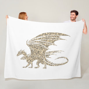 Amazing Mosaic Dragon Golden Fleece Blanket