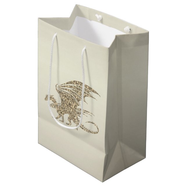 Amazing Mosaic Dragon Golden Medium Gift Bag (Front Angled)