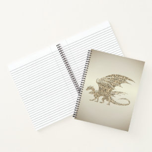 Amazing Mosaic Dragon Golden Notebook