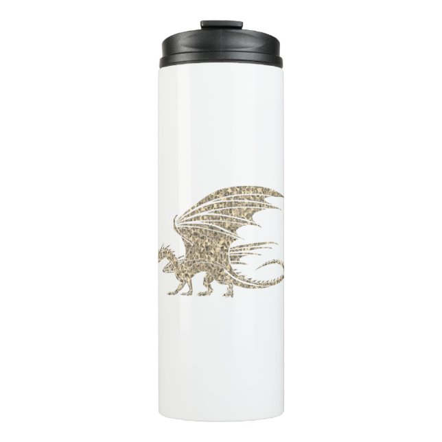Amazing Mosaic Dragon Golden Thermal Tumbler (Front)
