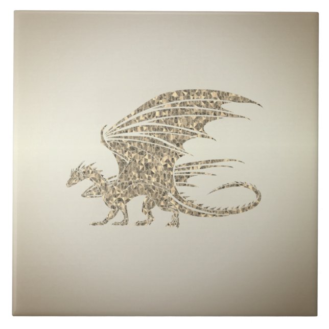 Amazing Mosaic Dragon Golden Tile (Front)