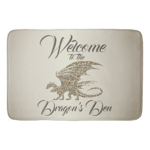 Amazing Mosaic Dragon Golden Welcome Bath Mat
