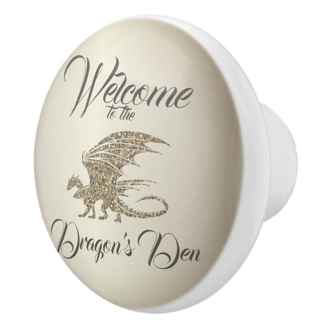 Amazing Mosaic Dragon Golden Welcome Ceramic Knob (Right)