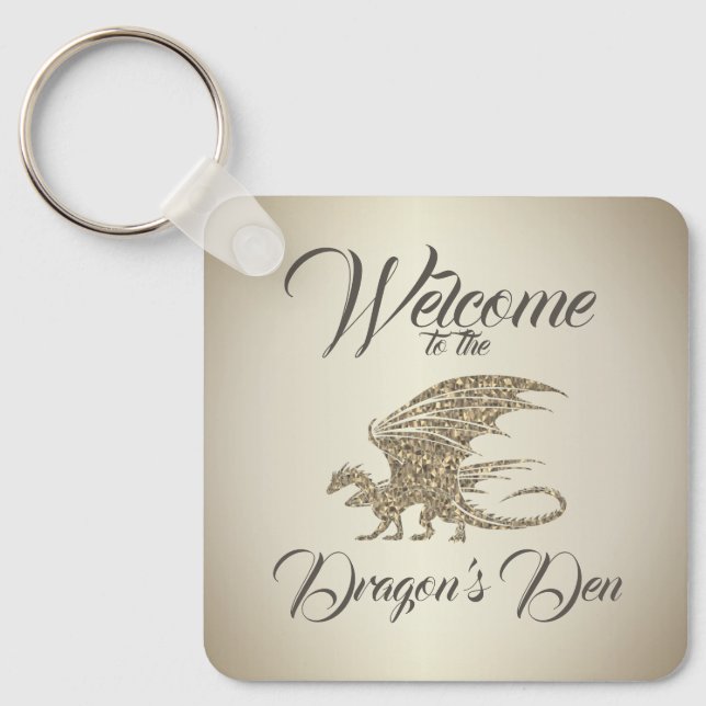 Amazing Mosaic Dragon Golden Welcome Keychain (Front)