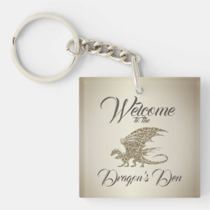 Amazing Mosaic Dragon Golden Welcome Keychain