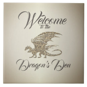 Amazing Mosaic Dragon Golden Welcome Tile