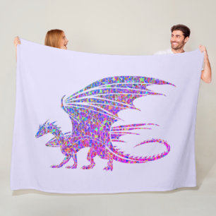 Amazing Mosaic Dragon Purple Fleece Blanket