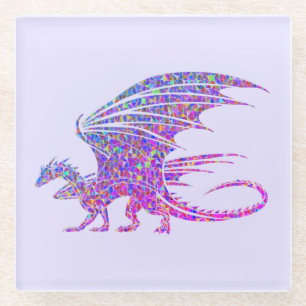 Amazing Mosaic Dragon Purple Glass Coaster