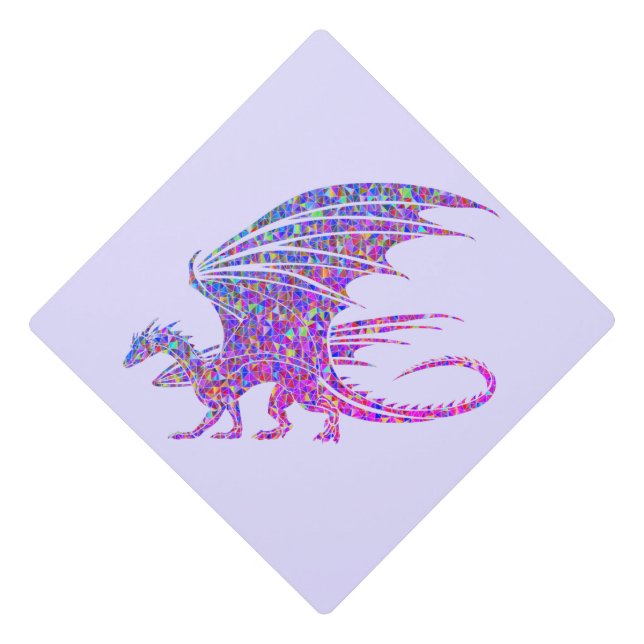 Amazing Mosaic Dragon Purple Graduation Cap Topper (Front)