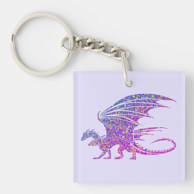 Amazing Mosaic Dragon Purple Keychain (Front)