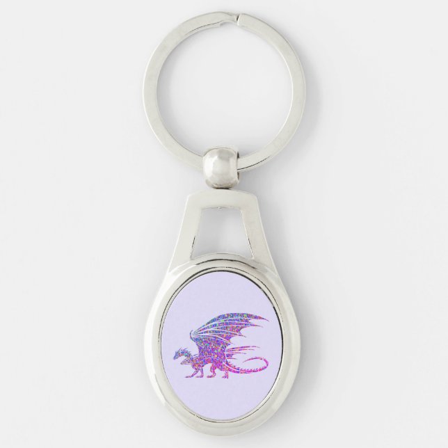 Amazing Mosaic Dragon Purple Keychain (Front)
