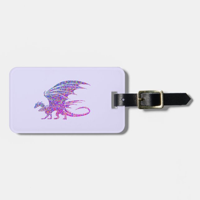 Amazing Mosaic Dragon Purple Luggage Tag (Front Horizontal)