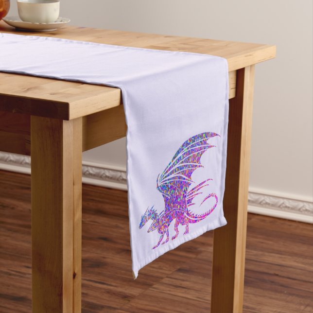 Amazing Mosaic Dragon Purple Medium Table Runner (In Situ)