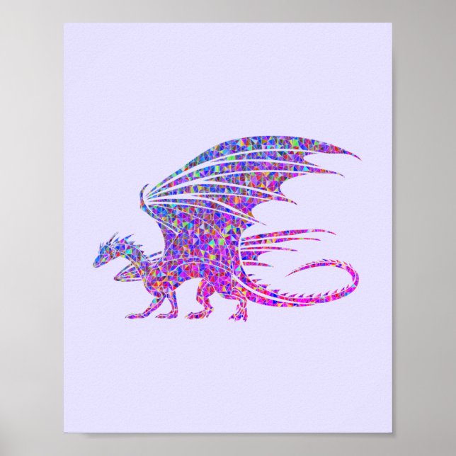Amazing Mosaic Dragon Purple Poster (Front)