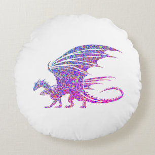 Amazing Mosaic Dragon Round Pillow