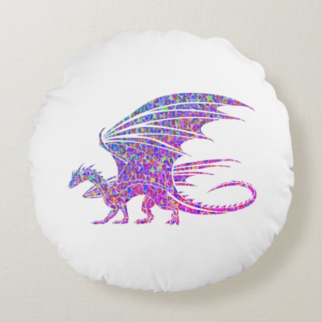Amazing Mosaic Dragon Round Pillow (Front)