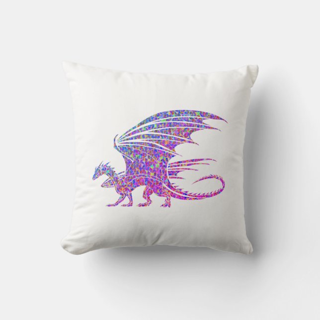Amazing Mosaic Dragon Throw Pillow (Front)