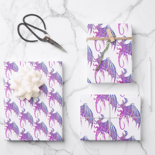 Amazing Mosaic Dragon Wrapping Paper Sheet (Front)