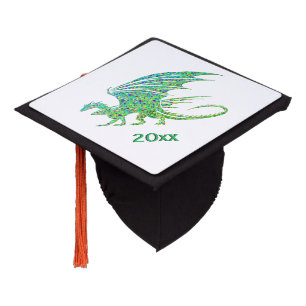 Amazing Mosaic Green Dragon Graduation Cap Topper