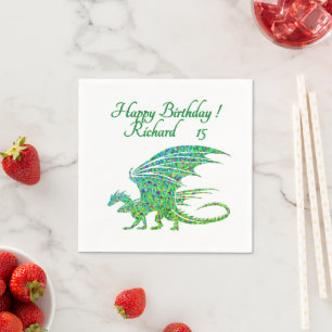 Amazing Mosaic Green Dragon Personal Napkin