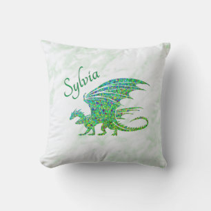 Amazing Mosaic Green Dragon Personal Throw Pillow