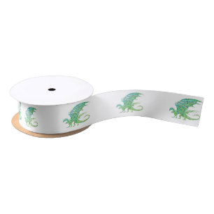 Amazing Mosaic Green Dragon Satin Ribbon