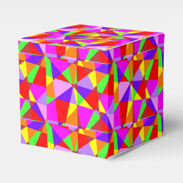 Amazing Multi Coloured Shapes Pattern Modern Class Favor Box (Front Side)