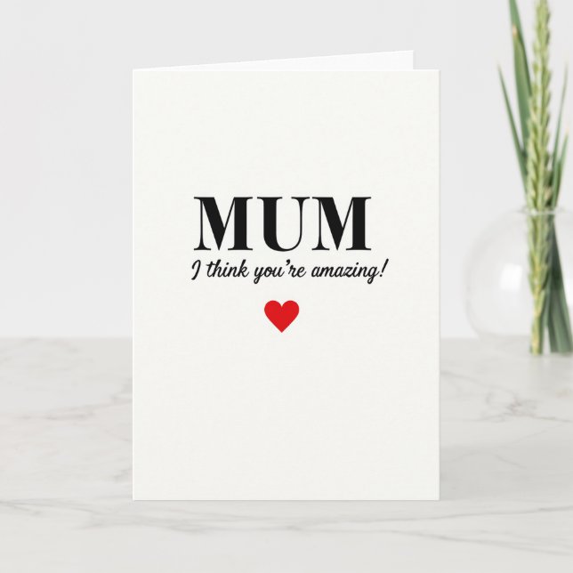 Amazing Mum Red Heart Card (Front)