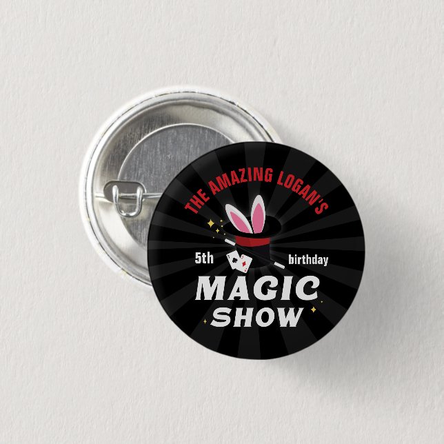 Amazing Name Magician Birthday, Any Age Party 1 Inch Round Button (Front & Back)
