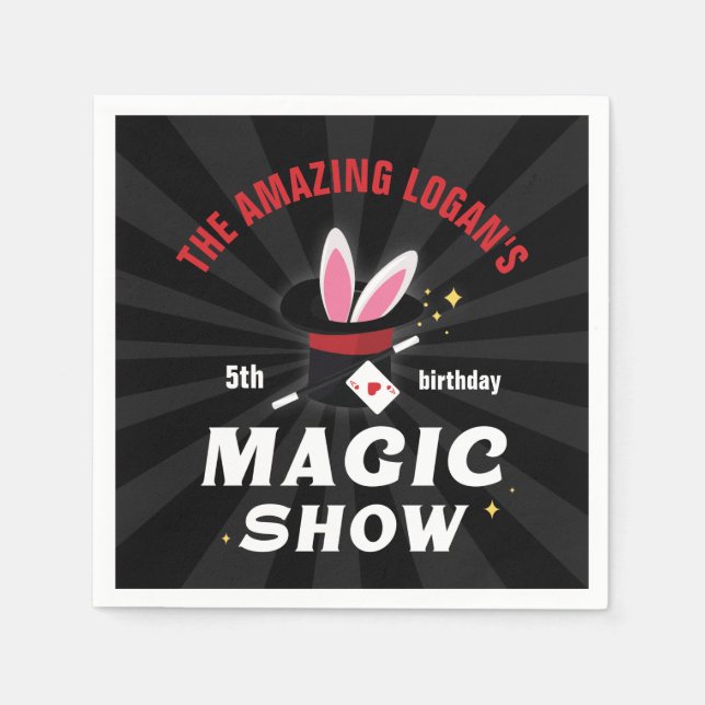Amazing Name Magician Birthday, Any Age Party Napkin (Front)