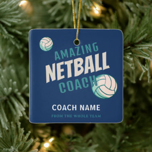 Amazing Netball Coach Personalized Name Thank You Ceramic Ornament