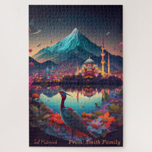 Amazing Night View of A Mosque-Light-Peacock-River Jigsaw Puzzle