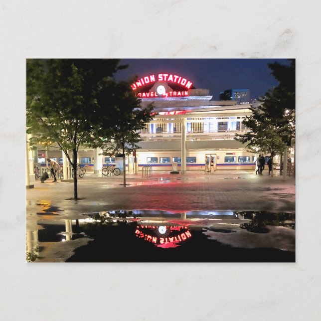 Amazing Night View, Union Station, Denver, CO Postcard (Front)