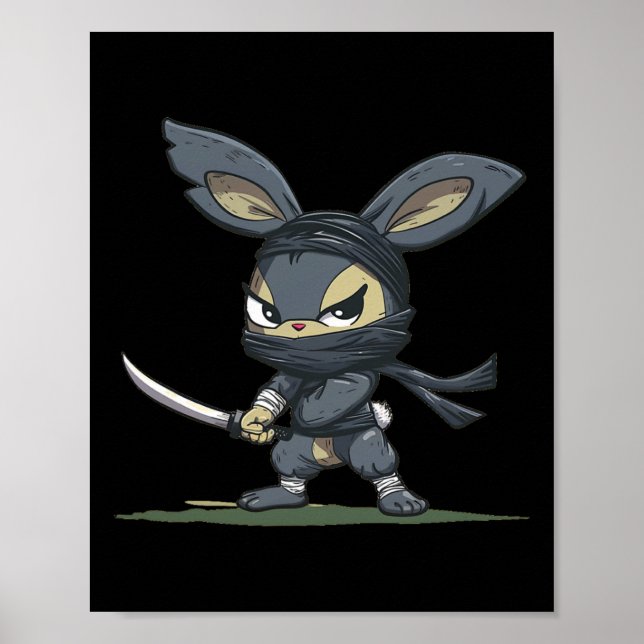 Amazing Ninja Bunny Graphic For A Cool Adventure  Poster (Front)