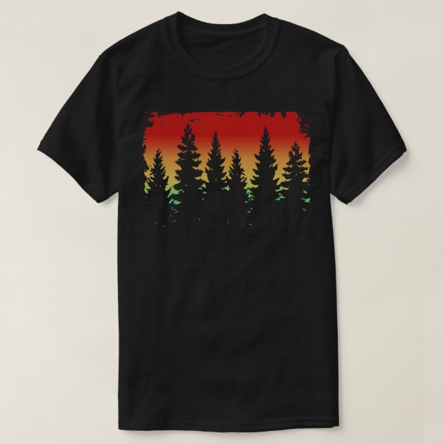 Amazing Novelty Coniferous Forest Silhouette T-Shirt (Design Front)