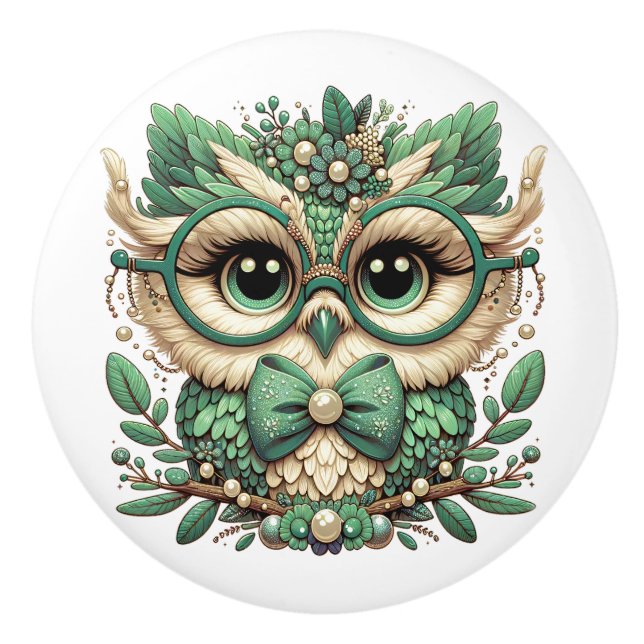 AMAZING OWLS CERAMIC KNOB (Front)